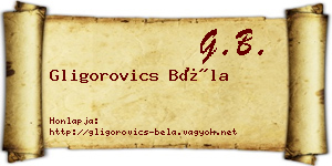 Gligorovics Béla névjegykártya